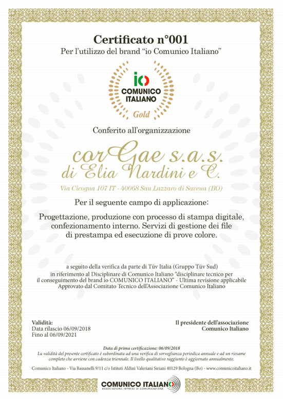 Certificato io Comunico Italiano 